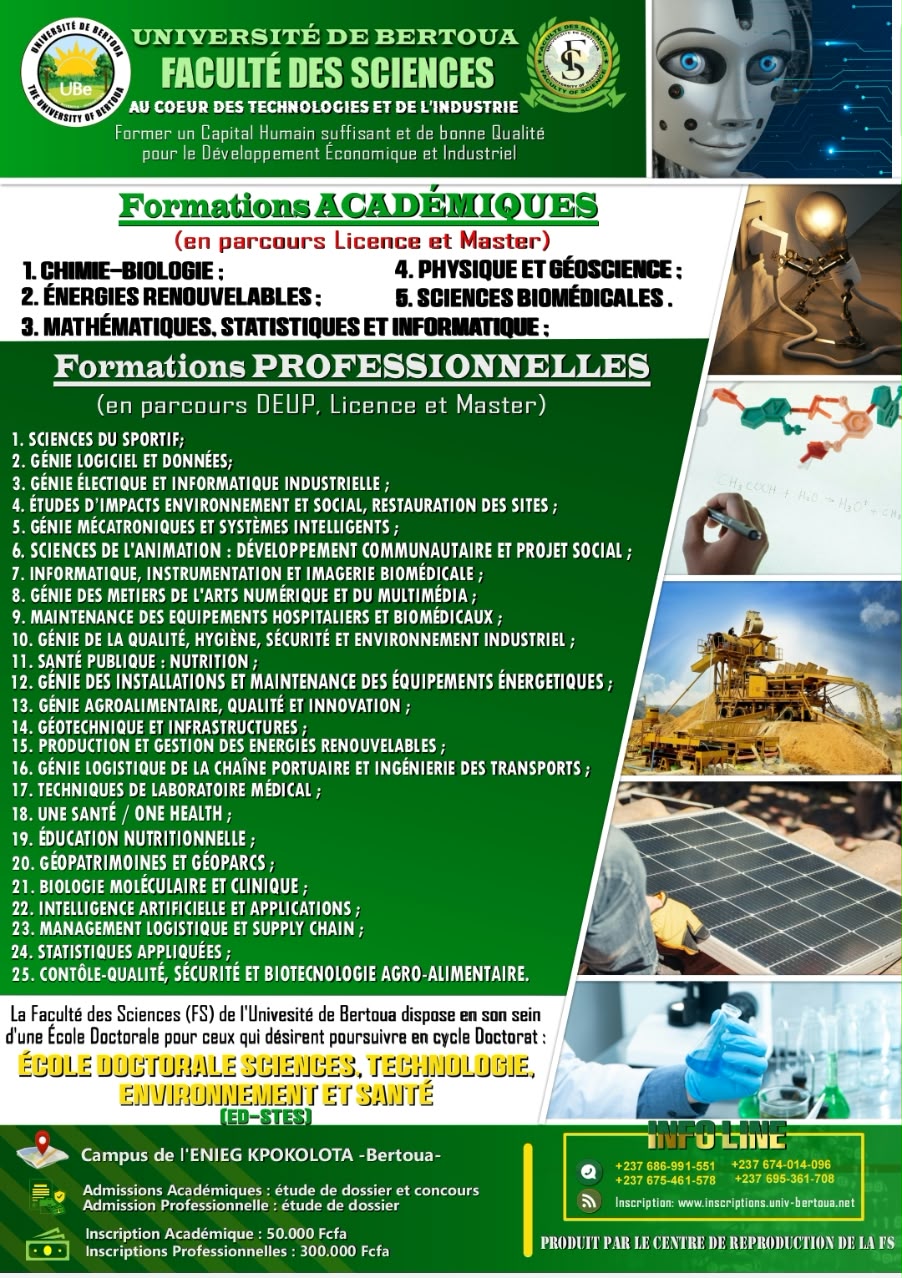 Formations académiques et professionnelles de la Faculté des Sciences