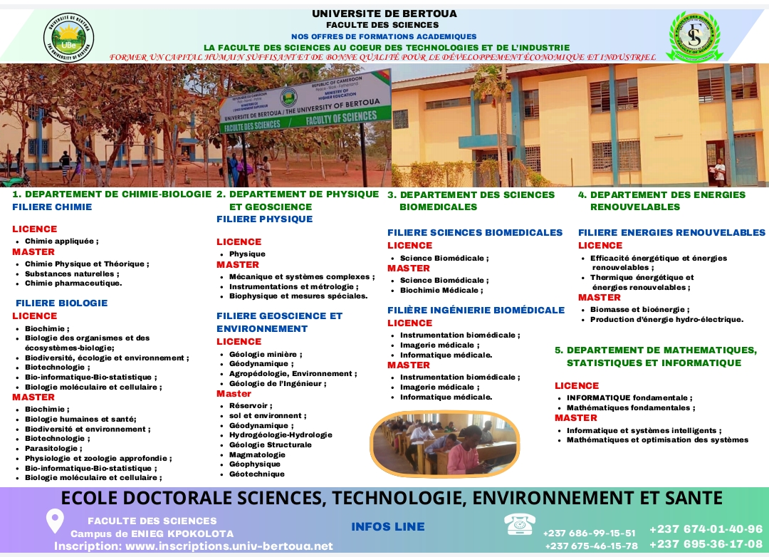 Offres de formations académiques de la Faculté des Sciences